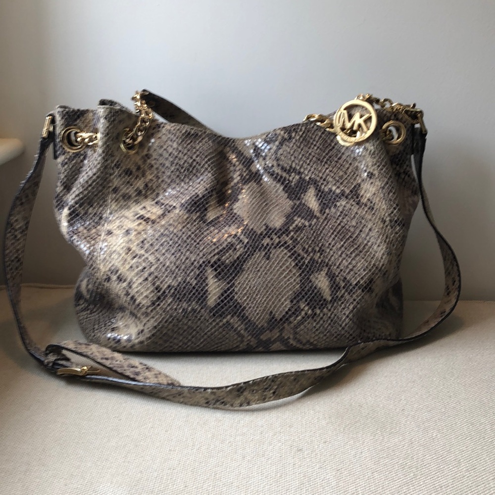 Michael Kors snakeskin handbag.